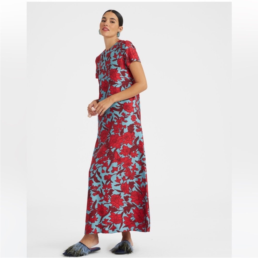 La Double J Swing Dress Lilium Turchese in Silk Medium